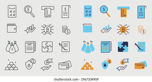business and finance vector icon set strategy money transactions vector icons