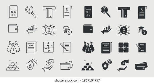 business and finance vector icon set strategy money transactions vector icons