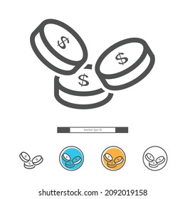 Business finance vector icon with stacked coins concept