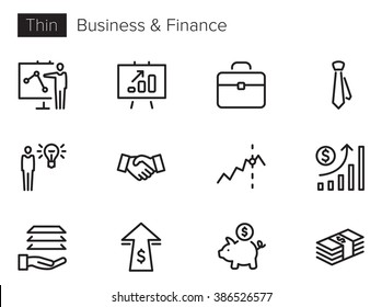 Business & Finance vector icons set Thin line outline