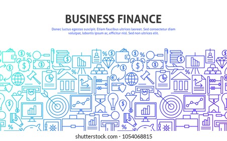 Business Finance Web Concept. Vector Illustration of Line Website Design. Banner Template.