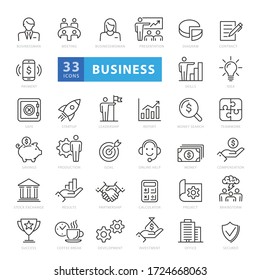 Business And Finance Web Icon Set - Outline Icon Collection, Vector