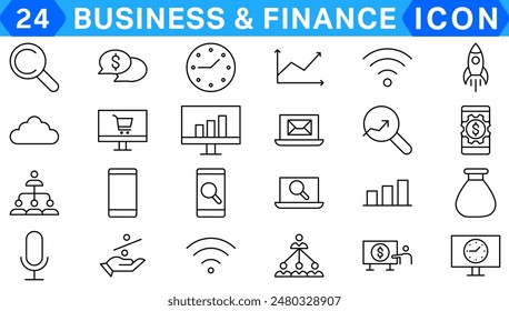 Business and finance web icon set - minimal thin line web icon set. Outline icons collection. Simple vector illustration.