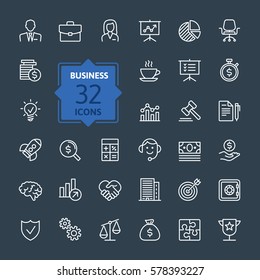 Business and finance web icon set - outline icon collection, vector