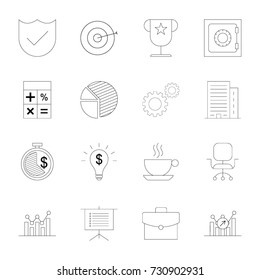 Business and finance web icon set - outline icon collection, vector