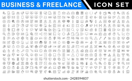 Business and Finance web icons in line style. Money, bank, contact, infographic. Icon collection. Vector illustration