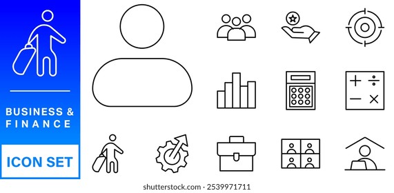 Business and Finance web icons in line style. Money, bank, contact, infographic. Icon collection. Vector illustration