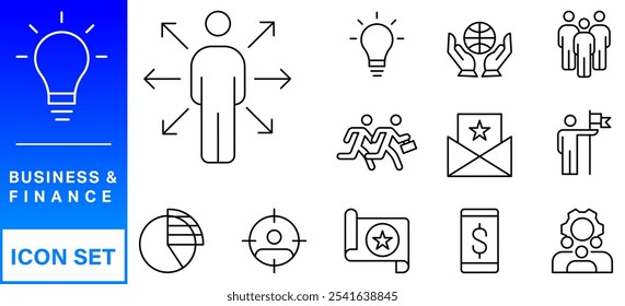 Business and Finance web icons in line style. Money, bank, contact, infographic. Icon collection. Vector illustration