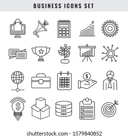 
Business and finance web line icon set - collection, vector