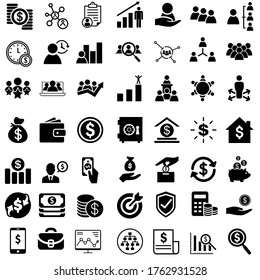 Web-Vektorsymbol-Set für Unternehmen und Finanzen Zusammenstellung von Symbolen im Überblick. Einfache Symbolgrafik.