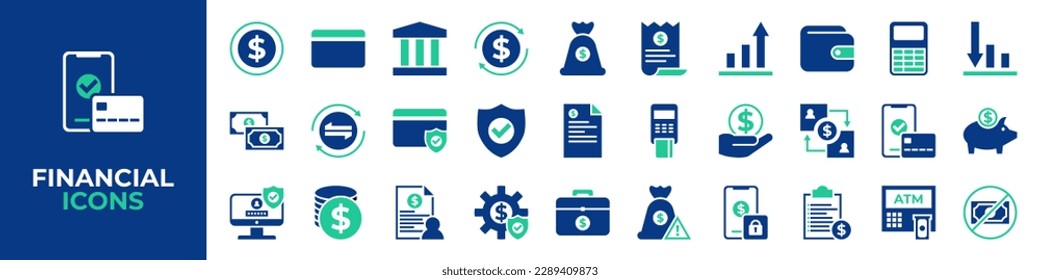 Juego de iconos de Negocios y Finanzas. Icono de diseño plano