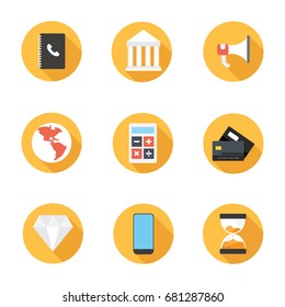 Business and finances icons set in flat design