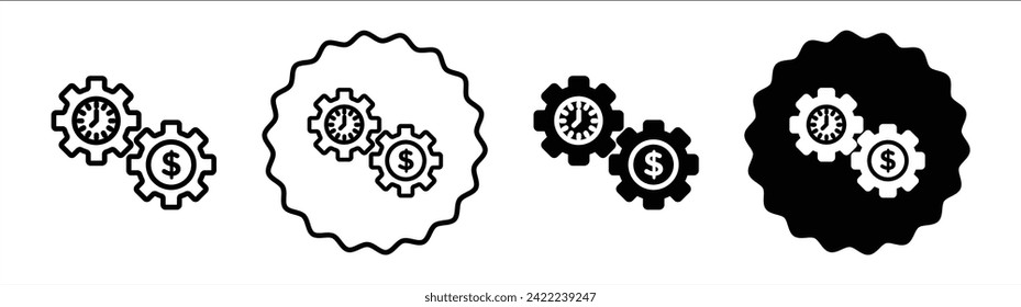 Business and finances set in black and white color. Business and finances simple flat icon vector