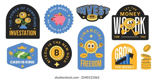Business and financial badge. Patch retro trendy money element collection.Modern quote financial.