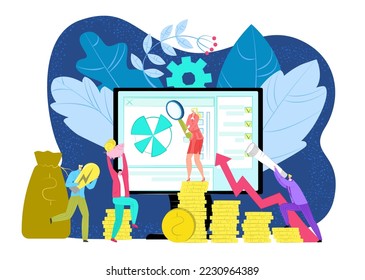Business financial bonds, cash money investment at computer vector illustration. Capital commerce graph, corporate company economics chart.
