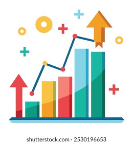 Business and Financial Concept Aumentar o Sucesso Gráfico de Barras de Crescimento Passos por Passo Gráfico Ilustração de Vetor Isolada de Seta