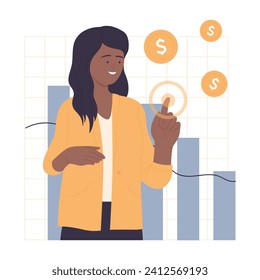 Business financial consultant analysis. Money investment growth cartoon vector illustration