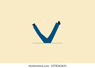 Business and financial crisis vector concept with businessman falling down the hole. Symbol of market crash, recession, risk, bankruptcy and loss. Eps10 illustration