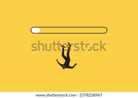 Business and financial crisis vector concept with businessman falling down the hole. Symbol of market crash, recession, risk, bankruptcy and loss. Eps10 illustration