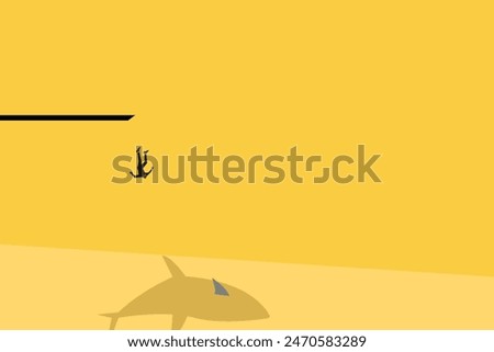 Business and financial crisis vector concept with businessman falling down. Symbol of market crash, recession, risk, bankruptcy and loss. Eps10 illustration