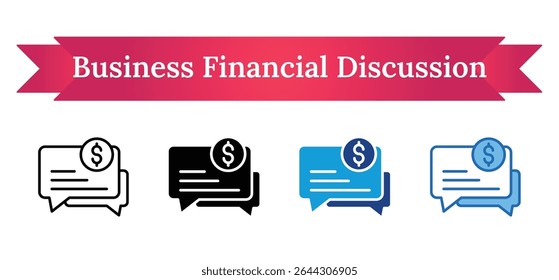 Business Financial Discussion - Multi Style - Speech bubble with dollar sign and choice marks representing financial decision-making
