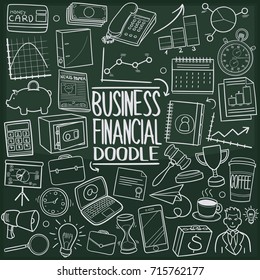 Business and Financial Doodle Icon Chalkboard Sketch Hand Made Vector Art