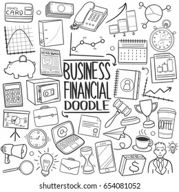 Business Financial  Doodle Icons Sketch Hand Made