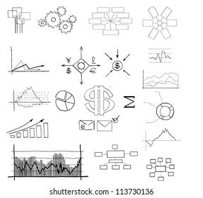 Business, financial elements. Hand-draw