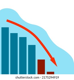Business and financial fall infographic vector illustration. Cryptocurrency trading crisis. Price falls. Economic crisis. Business profit loss.