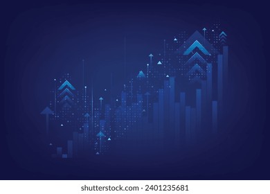 business financial growth blue abstract background with arrows upside indicate