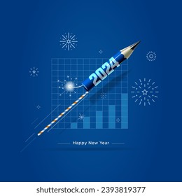 Business and financial growth concept design for 2024 new year.