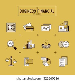 Business Financial Icon Set. 