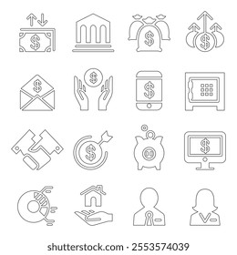 Business  Financial icon set in thin line style