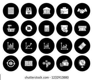 business Financial icons set - currency graph and money banking illustrations