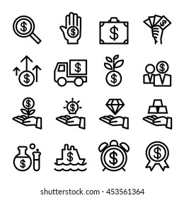 Business Financial Investment Icon Set In Thin Line Style