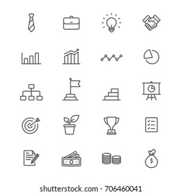 Business and financial line icons set, Vector on white background