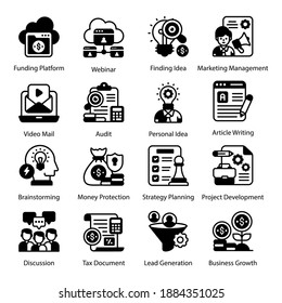 
Business and Financial Management Solid Icons 