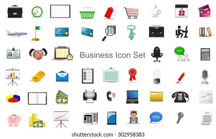 Business financial marketing activity and office stationary tool icon collection set for website, create by vector 