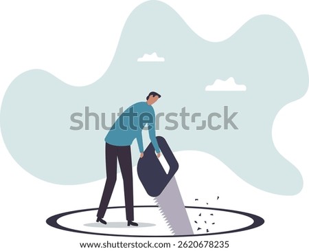 Business or financial mistake, wrong decision or stupidity make problem and situation worst.character for design.