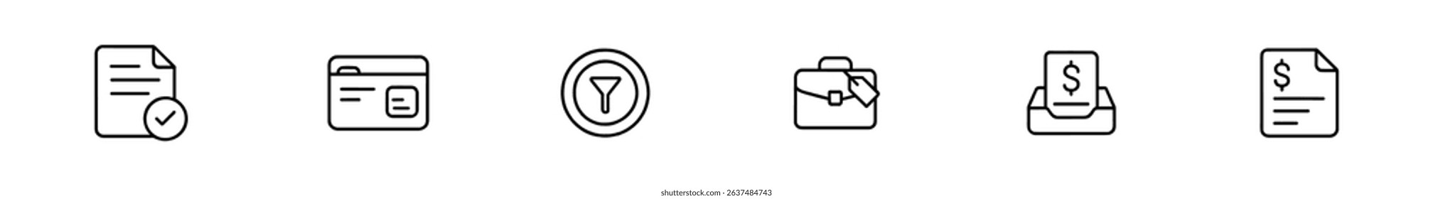 Business, financial outline icon set. documents, money management icons collection
