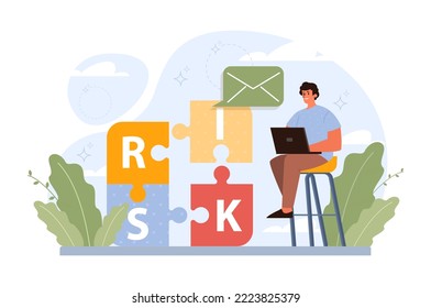 Business or financial risk concept. Challenge, danger or difficulty to overcome. Idea of business strategy and financial protection. Flat vector illustration