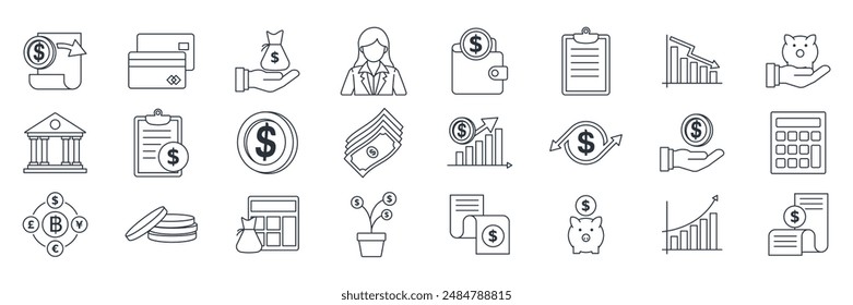 Business Financial set, Included icons as Calculator, Graph, Money, Investment and more symbols collection, logo isolated vector illustration