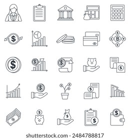 Business Financial set, Included icons as Calculator, Graph, Money, Investment and more symbols collection, logo isolated vector illustration