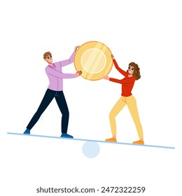 business financial stability  vector.  balance risk, bank woman, economic stock business financial stability character. people flat cartoon illustration