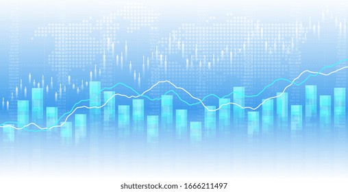 Business financial stock trading chart with ascending graph and growth lines.