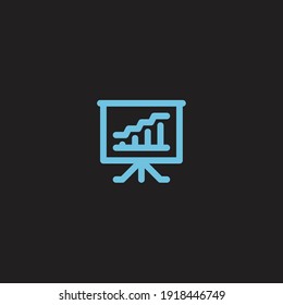 business financial strategy presentation icon with blue color on black background. icon, financial, black, business, strategy, presentation, blue, concept, illustration, design, finance, background