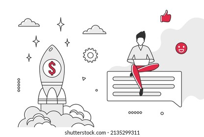 Business financial successful investment. Company economic performance vector monocolor illustration