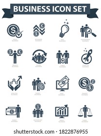 Conjunto de iconos de vector comercial y financiero