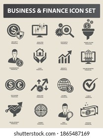 Conjunto de iconos de vector comercial y financiero