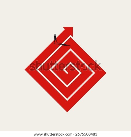 Business find solution and solve the maze vector concept. Symbol of success, challenge. Minimal design eps10 illustration